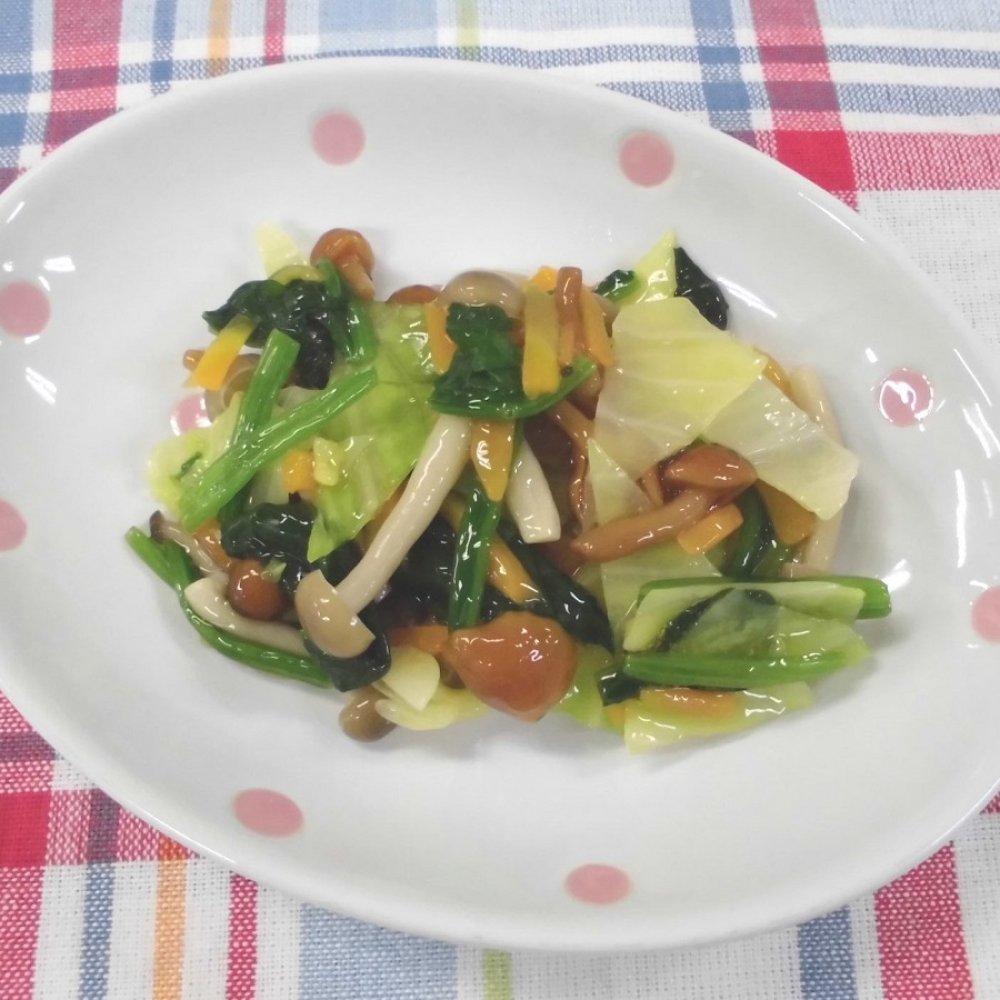 ほうれん草とキャベツの味なめこ和え 学校給食レシピ 株式会社sn食品研究所
